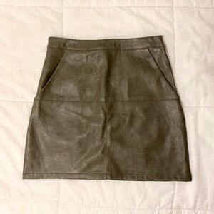 Olive Green Leather Skirt